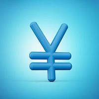 Yen symbol blue and white 3d icon isolated 3d illustration photo