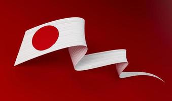 Japan Flag Waving ribbon or banner on isolated background. independence day 3d illustration photo