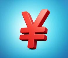 Yen as Japanese currency Red color on White background 3d illustration photo