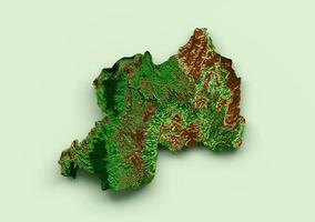 Rwanda Topographic Map 3d realistic map Color 3d illustration photo