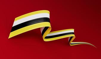 Waving ribbon or banner with flag of Brunei. independence day 3d illustration photo