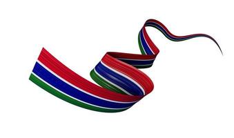 Waving ribbon or banner with flag of Gambia. independence day 3d illustration photo