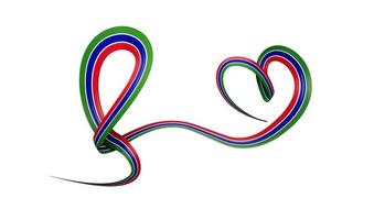 Gambian flag heart shaped ribbon. isolated white background 3d illustration photo