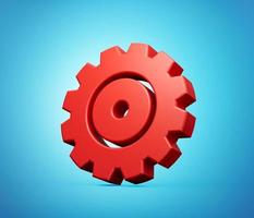 Red Gear symbol on White background. 3d Illustration photo