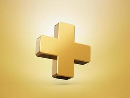 3d Plus icon Gold isolated white background 3d illustration photo