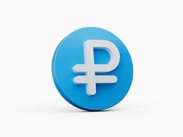 Blue Russian ruble symbol isolated on white background 3d illustration photo
