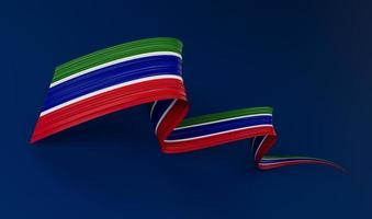 cinta ondeante o pancarta con bandera de gambia. ilustración 3d del día de la independencia foto