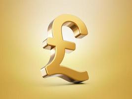 Shiny golden pound currency symbol. 3d illustration isolated background photo