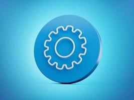 Blue update gear setting icon 3d illustration isolated photo