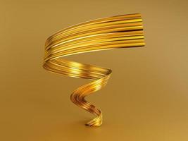 3d golden paint brush stroke or golden silk cloth stripe luxury ribbon spiral arrow 3d illustration photo