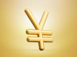 Yen Symbol made of gold with reflection isolated on white background. 3d illustration photo