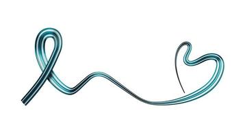 Cervical Cancer Awareness Realistic Teal and White Ribbon. January is Cancer Awareness Month. 3d illustration photo