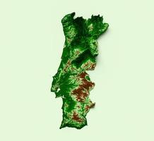 Portugal Topographic Map 3d realistic map Color 3d illustration photo