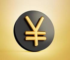 Yen Symbol made of gold with Black icon isolated on white background. 3d illustration photo