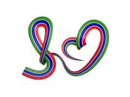 Gambian flag heart shaped ribbon. isolated white background 3d illustration photo