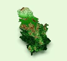 serbia mapa topográfico 3d mapa realista color 3d ilustración foto