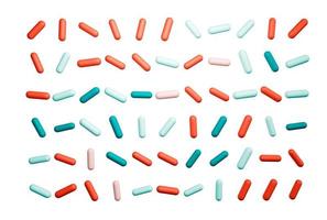 Colorful sprinkles on a white background, top view 3d illustration photo