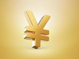 3D Rendering golden Japanese yen Sign isolated on white background photo