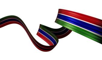 cinta ondeante o pancarta con bandera de gambia. ilustración 3d del día de la independencia foto
