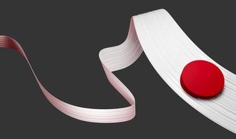 Abstract Japan flag ribbon isolated background Red and White 3d illustration photo