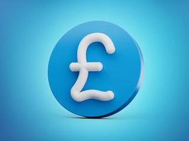 Pound sign icon. currency symbol. Money label. Blue circle button 3d illustration photo