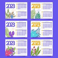 plantilla de calendario 2023 con tema floral vector