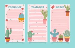 Cactus Hand Drawn Doodle Journal Pages Collection vector