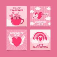 Flat Valentine's Day Instagram Posts Collection vector