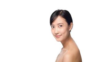 Portrait of beautiful young asian woman clean fresh bare skin concept with clipping path. Asian girl beauty face skincare and health wellness, Facial treatment, Perfect skin. photo