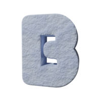 snow text effect letter B. 3d render png