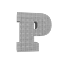 wireframe text effect letter P. 3d render png