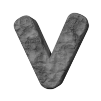 stone text effect letter v. 3d render png