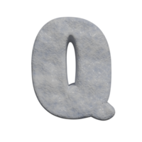 efecto de texto de nieve letra q. renderizado 3d png