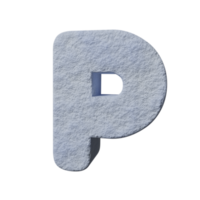 snow text effect letter P. 3d render png