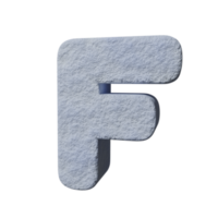 snow text effect letter F. 3d render png