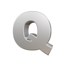 steel text effect letter q. 3d render png