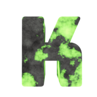 uranium text effect letter K. 3d render png