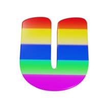 Regenbogentexteffekt Buchstabe u. 3D-Rendering png