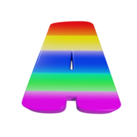 rainbow text effect letter A. 3d render png