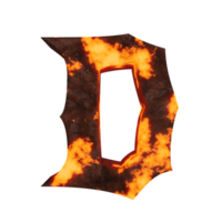 lettre d'effet de texte de lave d. rendu 3D png