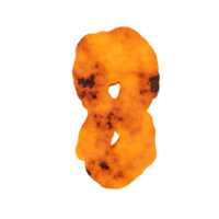 efecto de texto de lava número 8. render 3d png