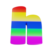 rainbow text effect letter h. 3d render png