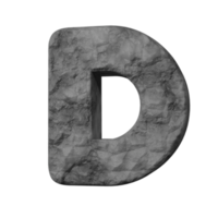 efeito de texto de pedra letra d. renderização 3D png