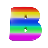 efecto de texto arcoiris letra b. renderizado 3d png