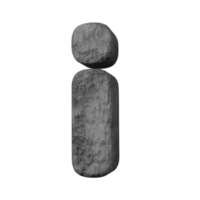 efecto de texto de piedra letra i. renderizado 3d png