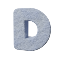 snow text effect letter D. 3d render png