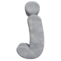 efecto de texto de nieve letra j. renderizado 3d png