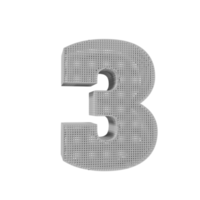 wireframe text effect number 3 3d render png