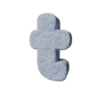 efecto de texto de nieve letra t. renderizado 3d png