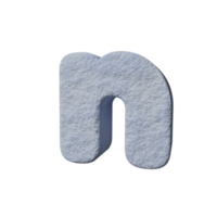 efecto de texto de nieve letra n. renderizado 3d png